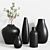 Modern Black Vases: Elegant Home Decor 3D model small image 6