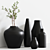 Modern Black Vases: Elegant Home Decor 3D model small image 7