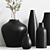 Modern Black Vases: Elegant Home Decor 3D model small image 8