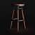 Wooden Backless Swivel Counter Stool 3D model small image 3