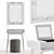 Modern White Dressing Table JIMI with Mirror and Pouf 3D model small image 1