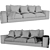 Modern Denver 3 Seat Sofa 3D model small image 3