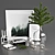 Scandi Decor Set: Cedar Branch, Books, Frames, Vases 3D model small image 6