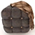 Plaid Ottoman: Leather and Cozy 3D model small image 1