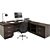 Modern CEO Office Desk Set 3D model small image 3