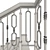 Elegant Wrought Iron Staircase 3D model small image 3