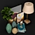 Elegant Decor Set: Flowers, Pot, Book, Frame, Lamp, Watch 3D model small image 3