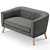 Mid-Century Modern Bridie Loveseat 3D model small image 2