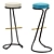 Italian Design: Set of 4 Gastone Rinaldi Barstools 3D model small image 1