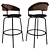 Sleek Steel Bar Stool 3D model small image 1