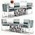 Modern Metal and Marble Dining Table 3D model small image 1