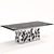 Modern Metal and Marble Dining Table 3D model small image 3