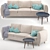 Beige Velvet Plantis Sofa 3D model small image 1