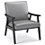 Elegant Linen Mid Century Chair 3D model small image 5