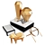 Minimalist Decor Set: Bronze Vases, Magnifying Glass, Figurine, Books & Box 3D model small image 1