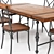 Industrial Rustic Dining Table Set 3D model small image 2