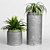 Rustic Grey Vase with Green Plants 3D model small image 1