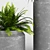 Rustic Grey Vase with Green Plants 3D model small image 3