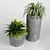 Rustic Grey Vase with Green Plants 3D model small image 4