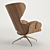 Stylish Walnut Plywood Lounge Chair 3D model small image 3