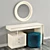 Luxury Vanity Set: Dressing Table, Ottoman & Mirror 3D model small image 1