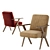 Elegant Benjara Wood Armchair 3D model small image 3