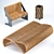 Modern Outdoor Bench Set with Decorative Urn 3D model small image 5