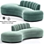 Luxury Chanel Tufted Curved Sofa 3D model small image 1