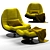 360° Rotation Axis Swivel Armchair 3D model small image 1