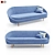 Elegant Blue Velvet Curved Sofa 3D model small image 1