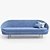 Elegant Blue Velvet Curved Sofa 3D model small image 3