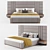 Premium XL Bed Set with Walnut Details 3D model small image 1