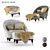 Elegante Nubuck Modern Armchair 3D model small image 1