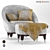 Elegante Nubuck Modern Armchair 3D model small image 6