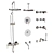 3-Piece Bathroom Faucet Set - Black Metal, Chrome, Brass 3D model small image 3