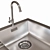 Sleek Stainless Steel Kitchen Sink 3D model small image 2