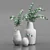 Fresh Eucalyptus Bouquets: 3 Ceramic Vases 3D model small image 1