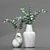 Fresh Eucalyptus Bouquets: 3 Ceramic Vases 3D model small image 2
