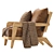 Claude Leather Outdoor Lounge Chair 3D model small image 4