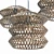 ZigZag Wooden Rattan Wicker Lamp 3D model small image 4