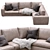 Modern Leather 3-Seater Sofa 3D model small image 2