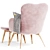 Contemporary Pink Tufted Armchair 3D model small image 4