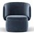 Elegant Crescent Swivel Chair 3D model small image 3