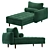 Luxurious Cotton Velvet Chaise: Scott 3D model small image 2