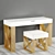 Franco Furniture Dressing Table Ottoman Set 3D model small image 2