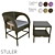 OM STULER Round Back Chair & Coffee Table Set 3D model small image 1
