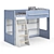 Modular Loft Bed Set in White 3D model small image 1