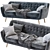 Luxury Velvet Rain Sofa 3D model small image 1