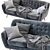 Luxury Velvet Rain Sofa 3D model small image 4