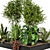 5-Piece Outdoor Garden Set: Bush & Tree Combo - Garden Set 40 3D model small image 2